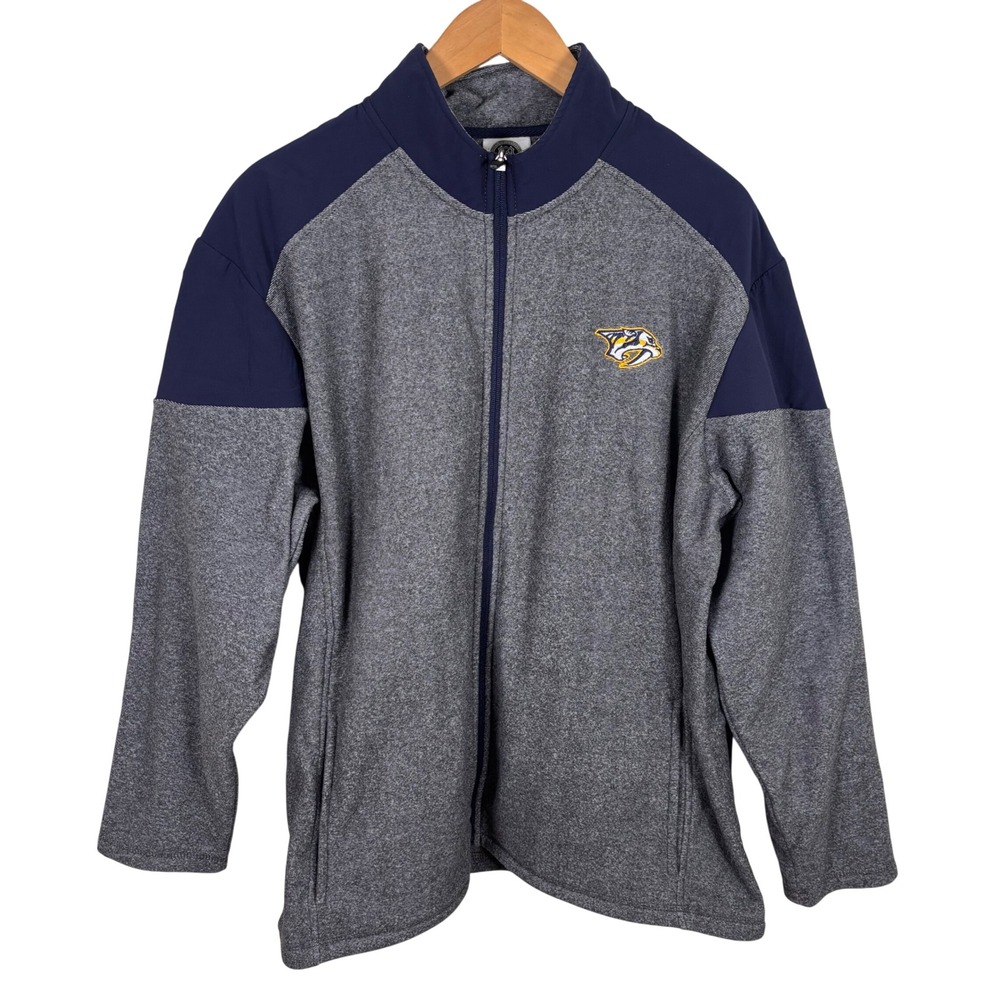 NHL Nashville Predators Full Zip Jacket Mens XL Grey‎ Navy Blue EmbroideredNWT